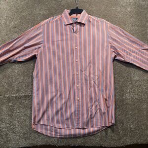 Men's Polo Ralph Lauren Westerton Button Down - Medium - Orange Striped Cotton